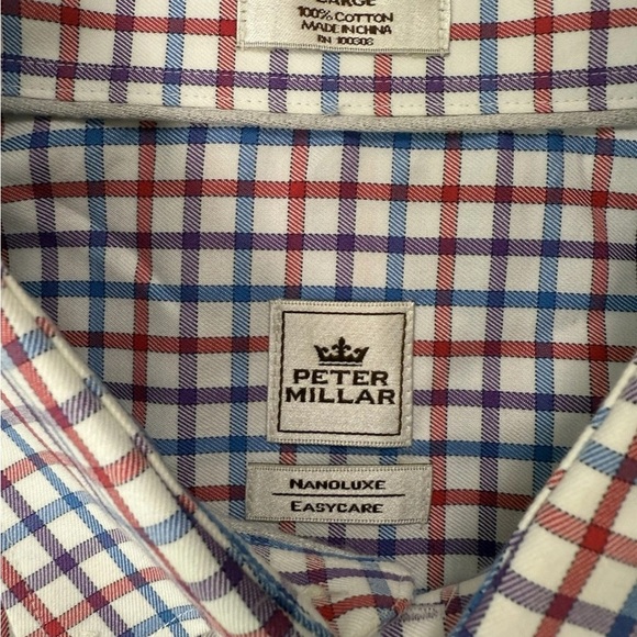 Peter Millar Red and Blue Casual Button Down Shirt - Picture 2 of 8
